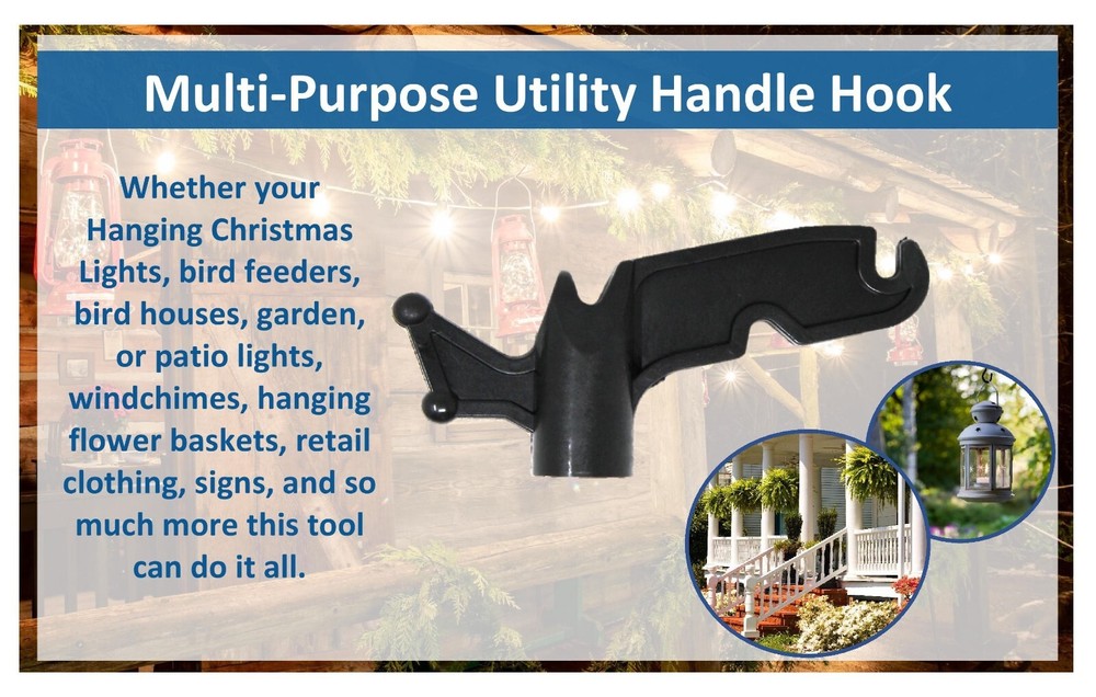 Black & Yellow Plastic Utility Handy Hook - Screw On Pole Attachment Hook- 1 Kit