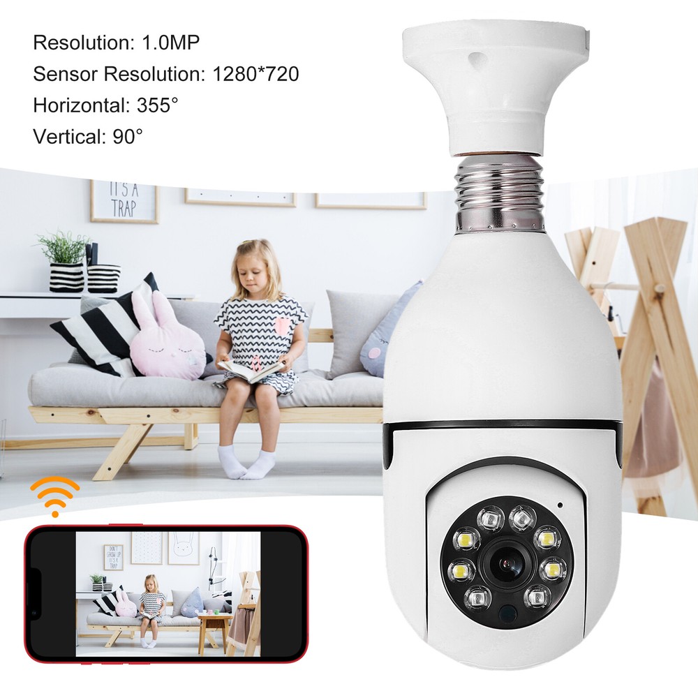 3 Pack Wireless WiFi IP Camera 360° Panoramic E27 E26 Light Bulb Camera HD 1080P