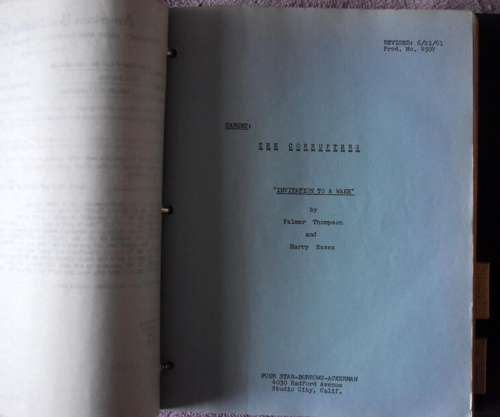 1961-2 " Target: The Corruptors " Original Screenplay Scripts.