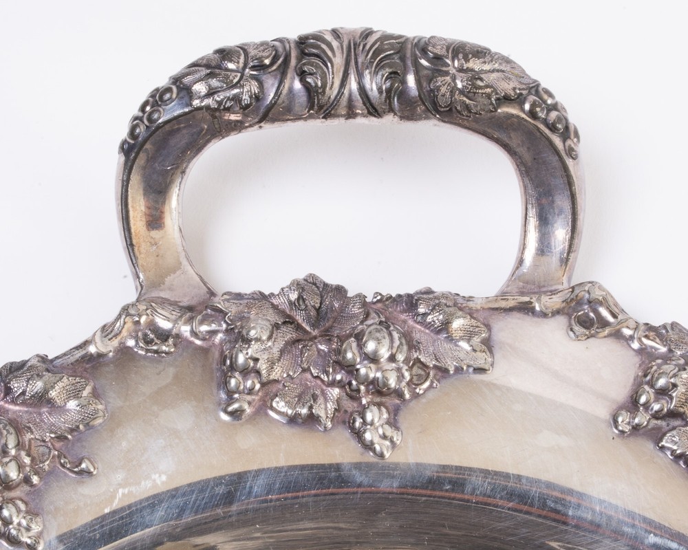 Vintage Reed & Barton Silverplate Oval Serving Tray Grape Pattern Handles 23"