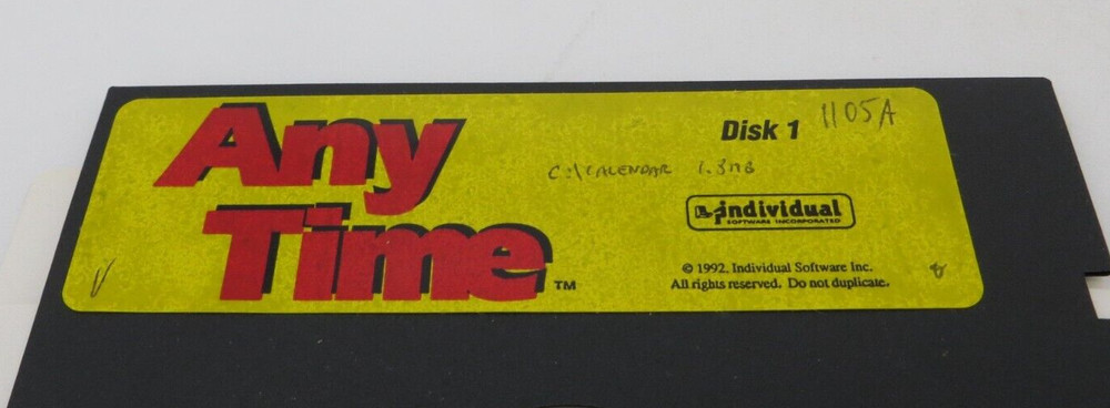 ANY TIME 5.25" Floppy Disk Vintage 1992 Computer Software Discs