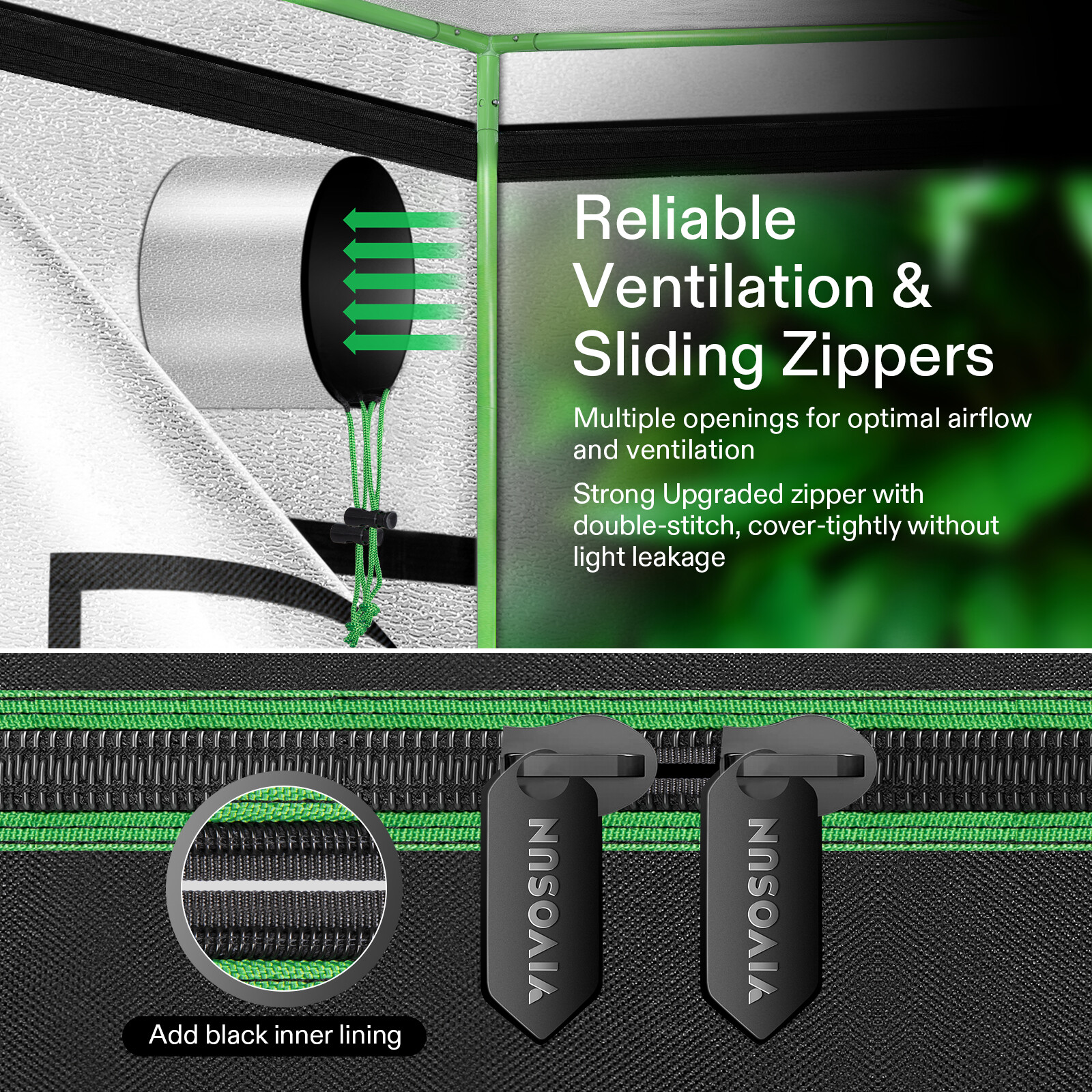 VIVOSUN Upgraded Indoor Grow Tent 100% Reflective Mylar for Plant Non-Toxic