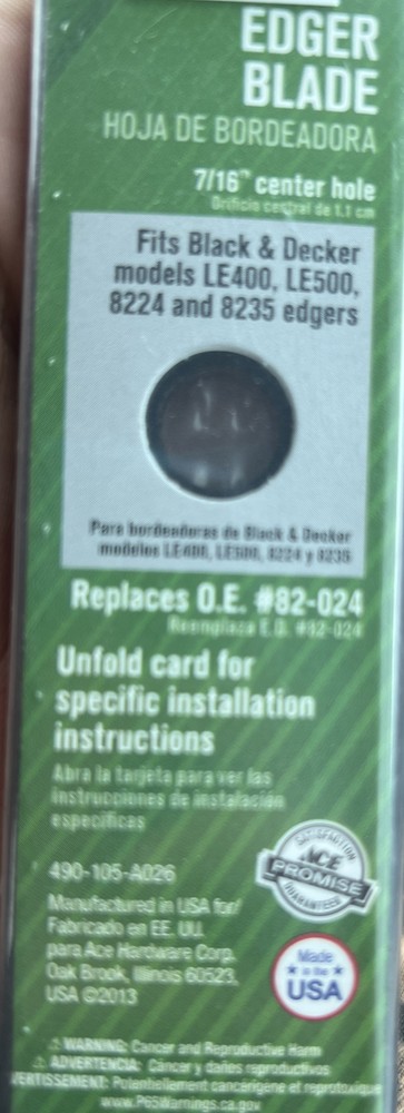 Black & Decker Replacement Edger Blade 82-024 FOR Edger 8224