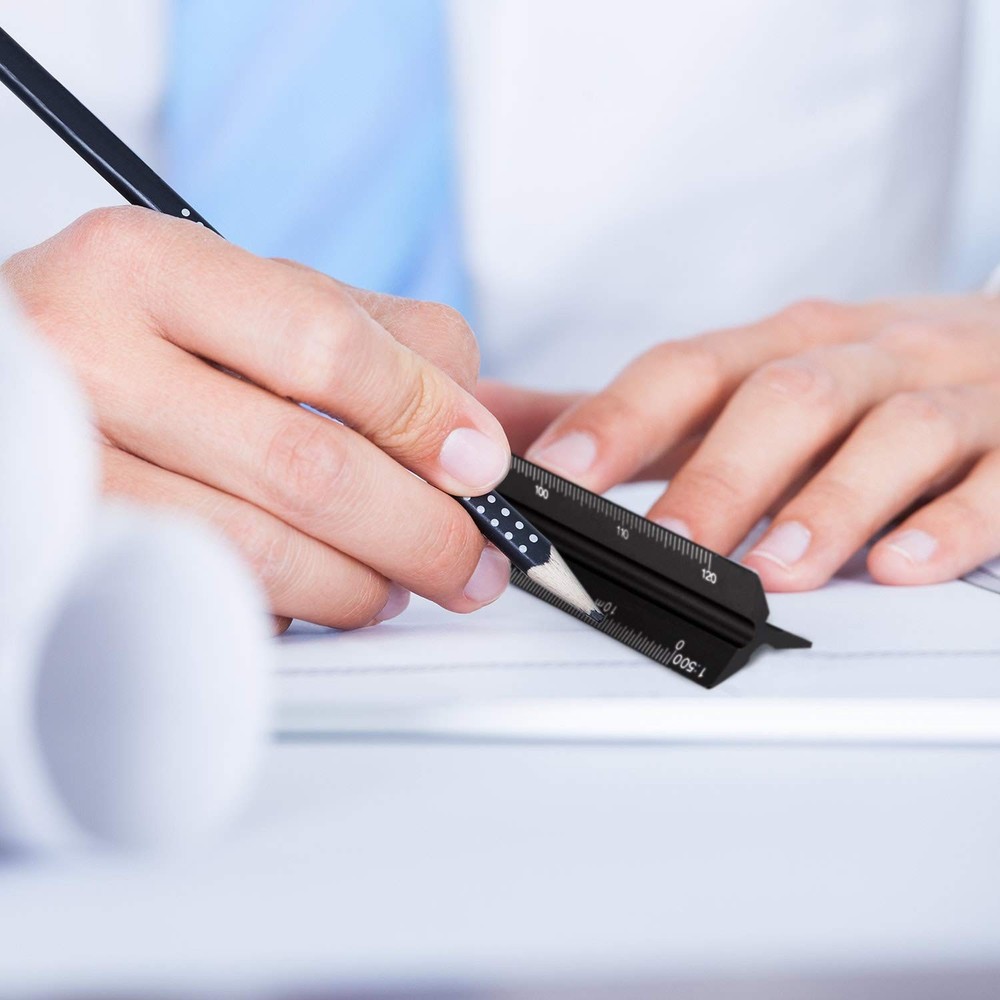 6 Pcs Triangular Ruler Set 12 Inch Engineering Scale Aluminum Architect Draft...