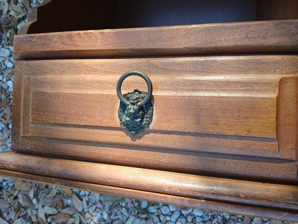 Vintage Solid Maple Single Drawer Nightstand Lion Handle Hardware