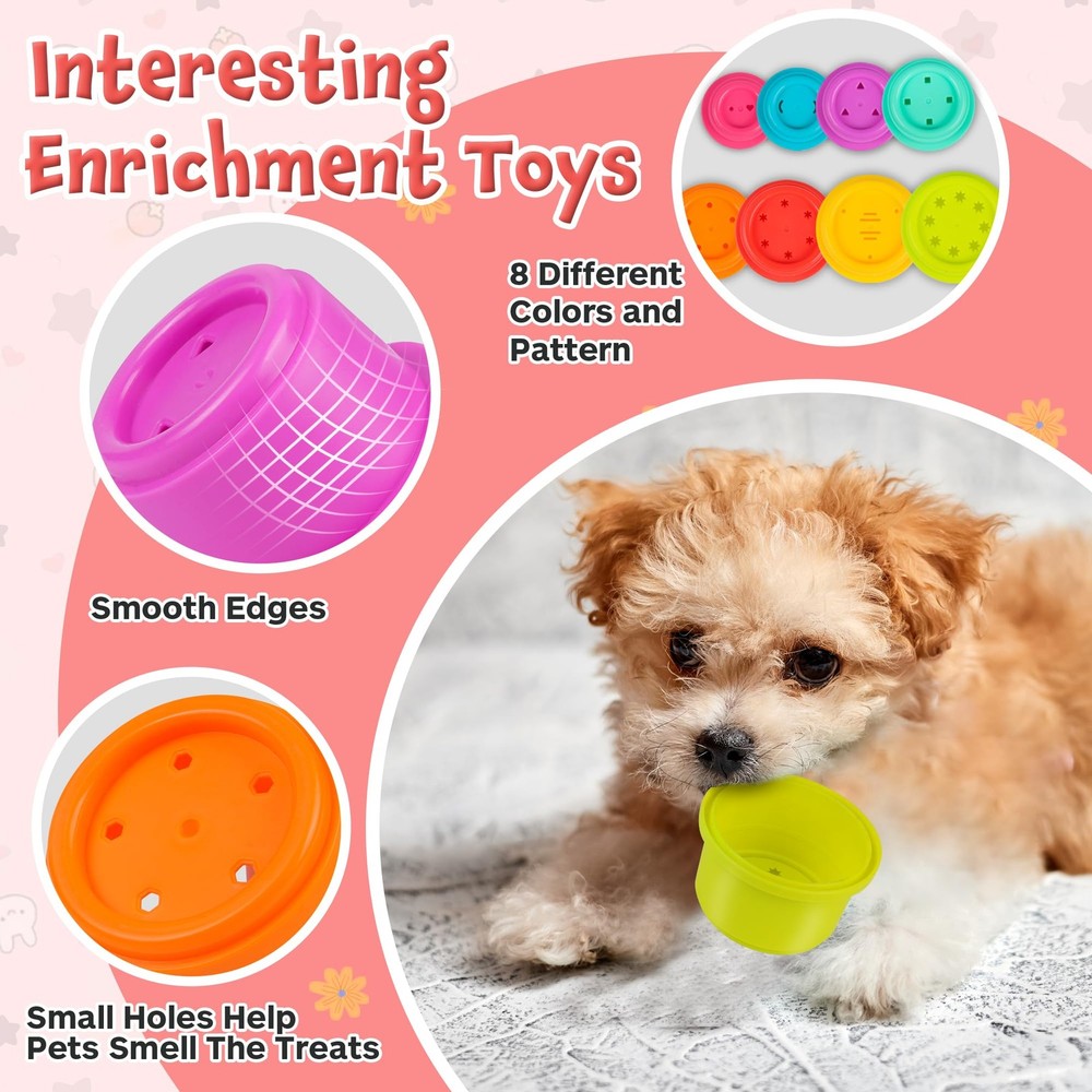 Bunny Toys, Stacking Cups for Rabbits, 8PCS Stackable Plastic Pet Nesting Sna...