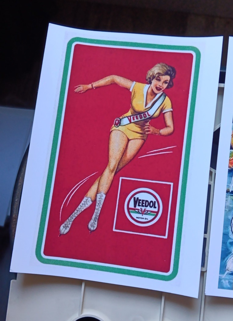 3 VEEDOL ICE SKATE PINUPS new 5X7 PHOTO REPRINTS FROM OLD BLOTTERS