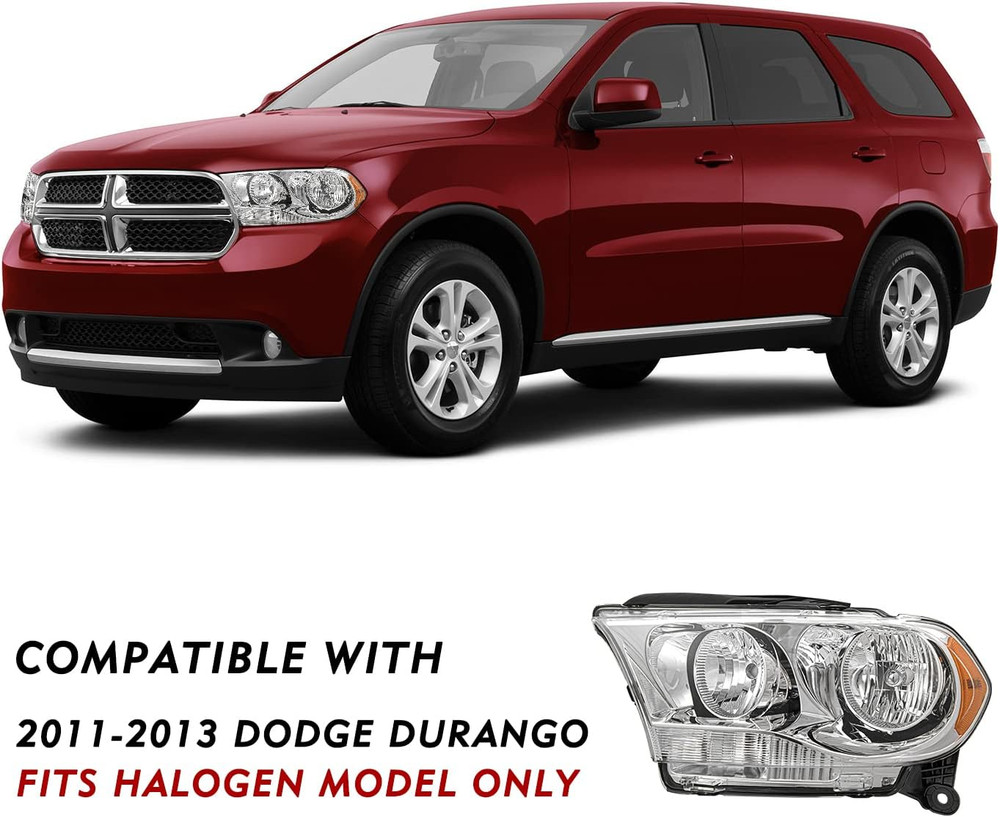 Halogen Headlight Assembly W/O HID Compatible with 2011 2012 2013 Dodge Durango