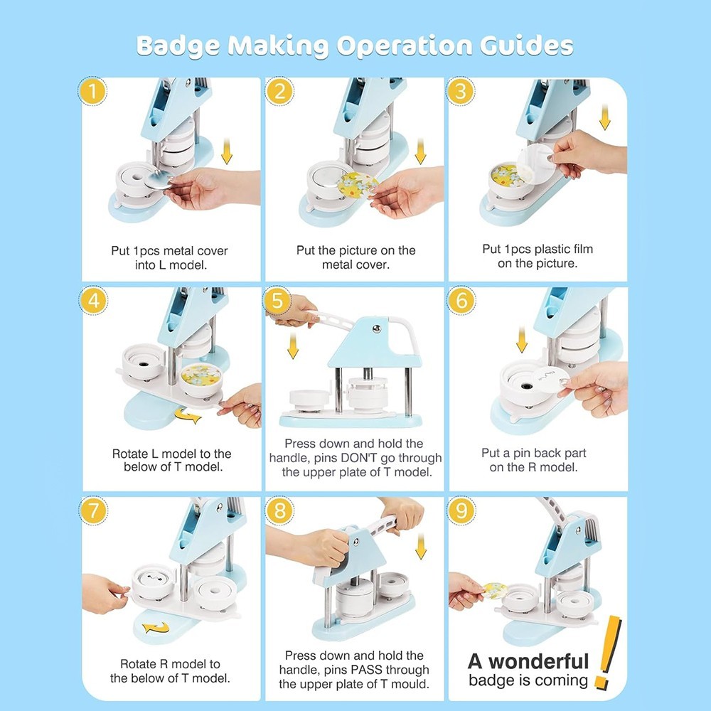 58mm/2.25" Button Maker Kit Button Maker Pin Badge Press Magnet Machine Cutter