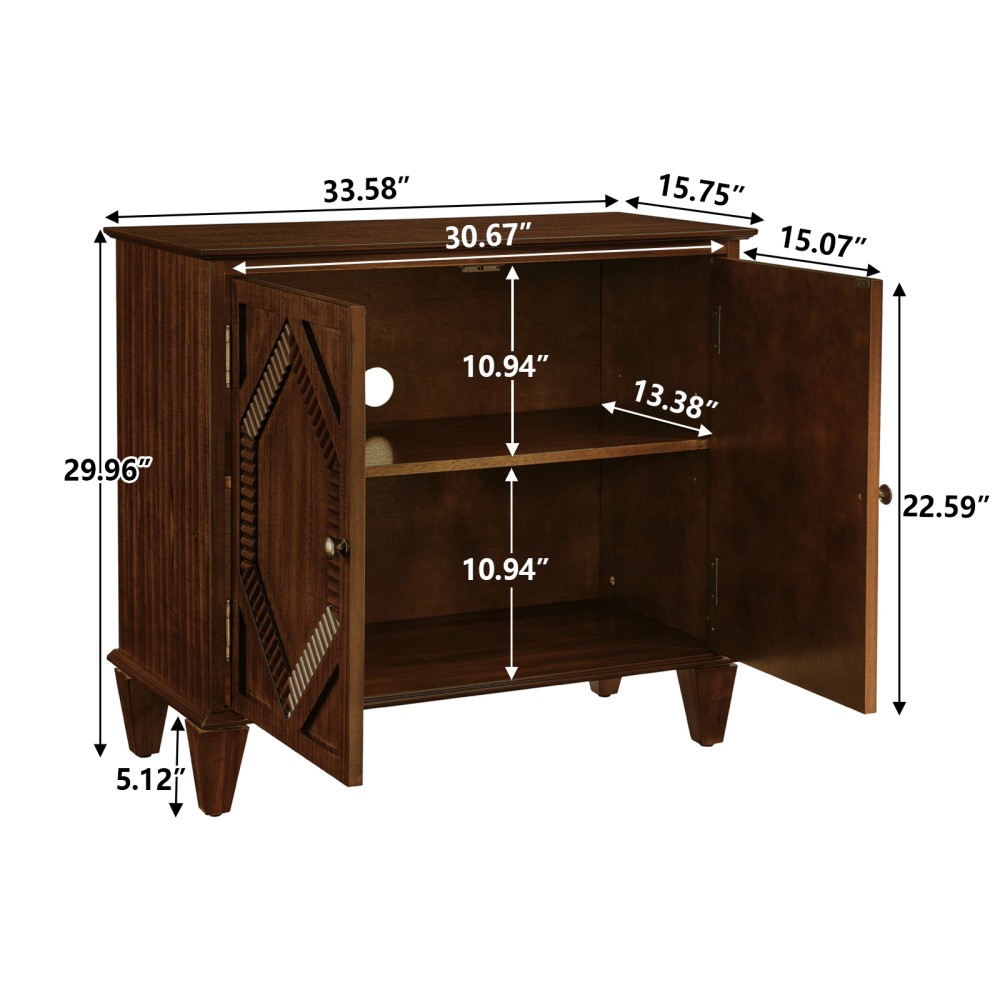 Vintage Wooden Sideboard with Storage Functionality Crafted from Walnut Wood