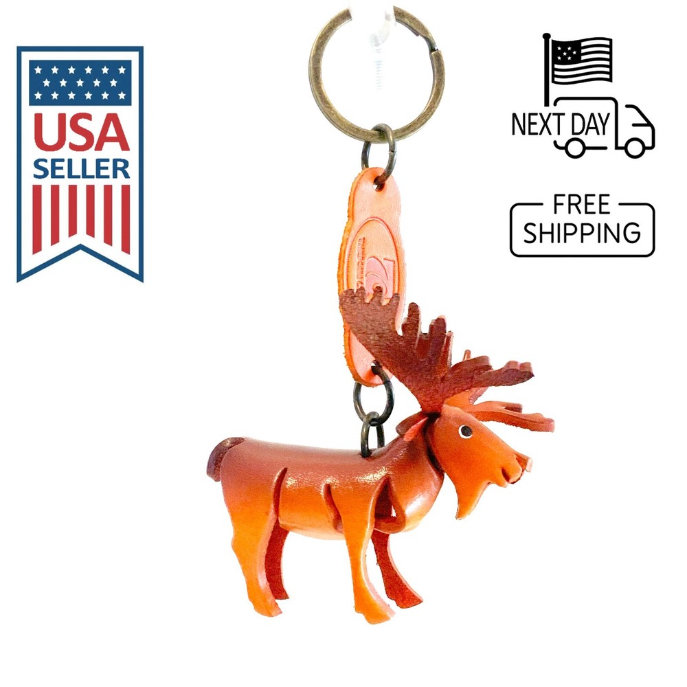 Moose Handmade Leather Keyring