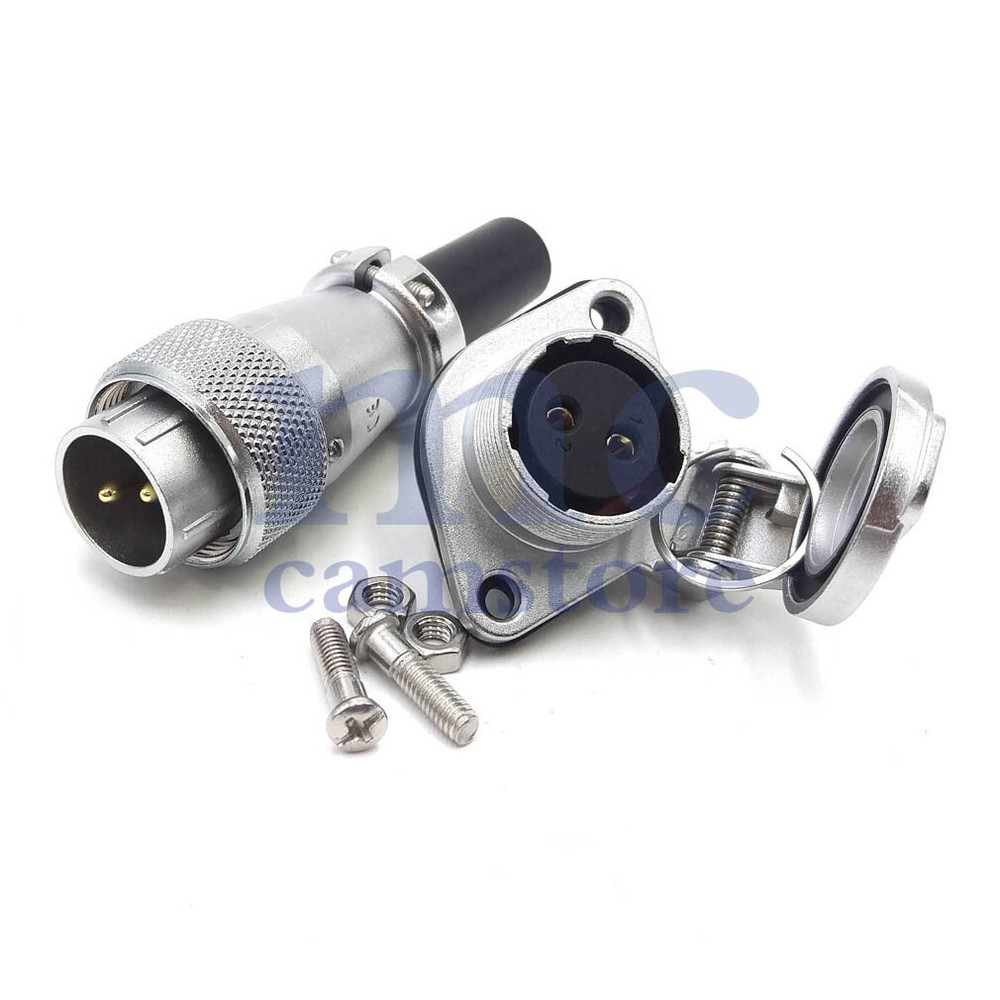 Weipu WS20 25A 2Pin Panel Mount Waterproof Electrical Wire Connector Plug Socket