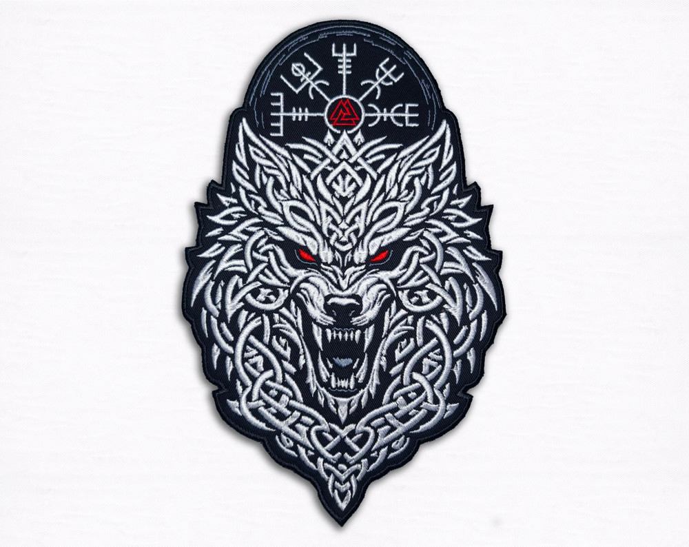 Viking Wolf Back Patch Embroidered Large Norse Biker Jacket Vest Patch