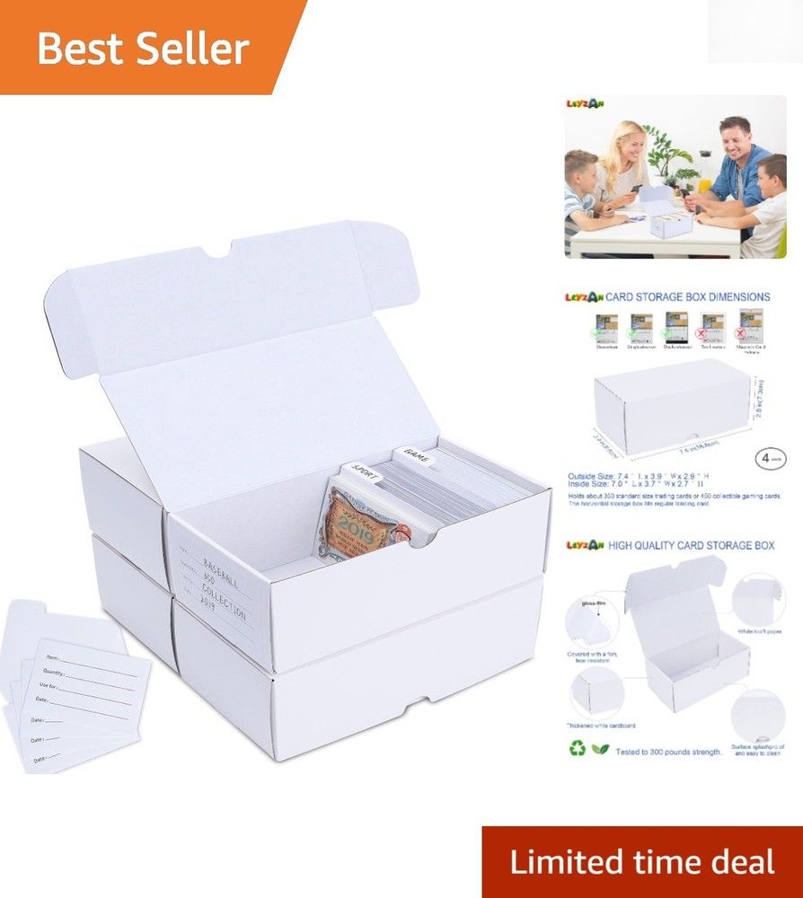 Durable & Stackable Trading Card Storage Box Set with Labeled Dividers - 4 Count