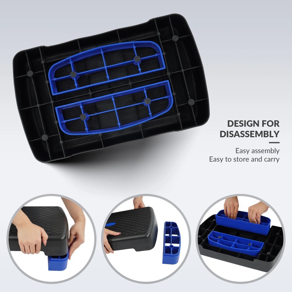 Workout Aerobic Stepper Step Platform Trainer, 18-Inch, Black/ Blue