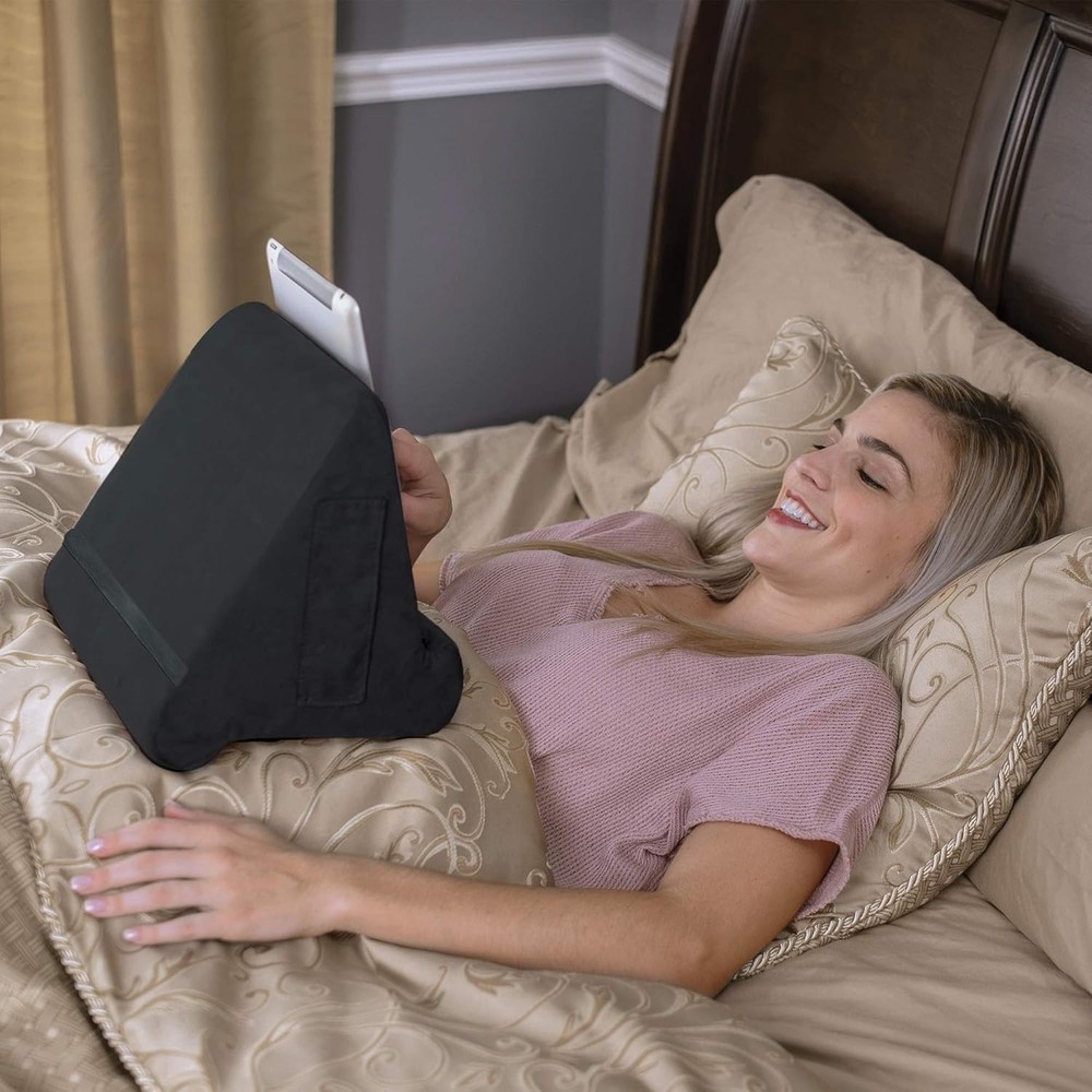 Ontel Pillow Pad Ultra Multi-Angle Soft Tablet Stand, Dark Grey