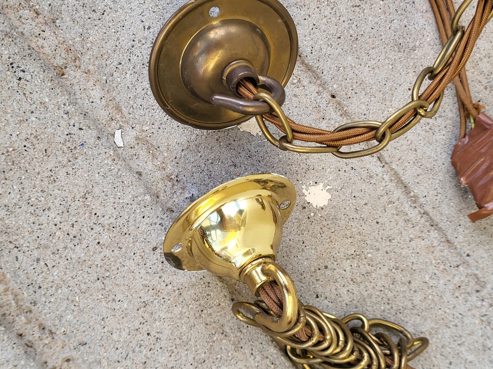 Set Of 4 Vintage Cranberry Swirl Glass Pendant Lamps, Ceiling Roses, Chains