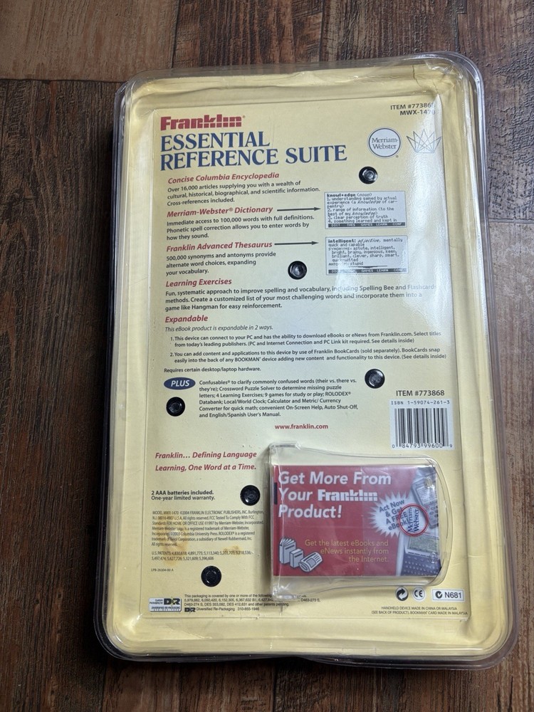 SEALED Franklin Dictionary & Thesaurus with Comprehensive Reference Set