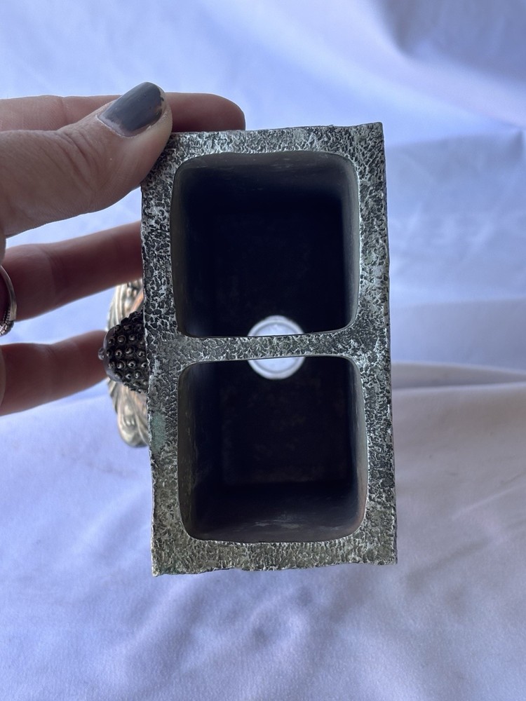Buddha Polyresin Silver Tone Toothbrush/Toothpaste Holder or Planter