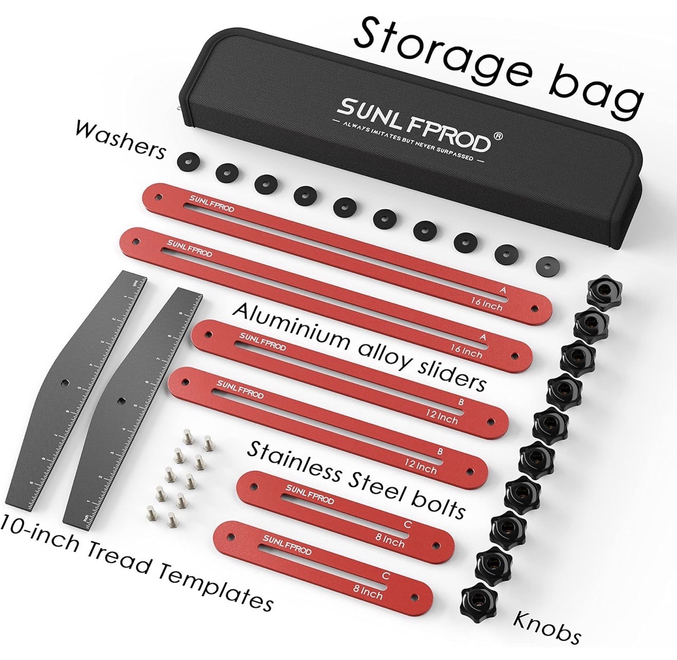 SUNLFPROD Stair Tread Template Tool 60” Aluminum Gauge w/ Case No Box