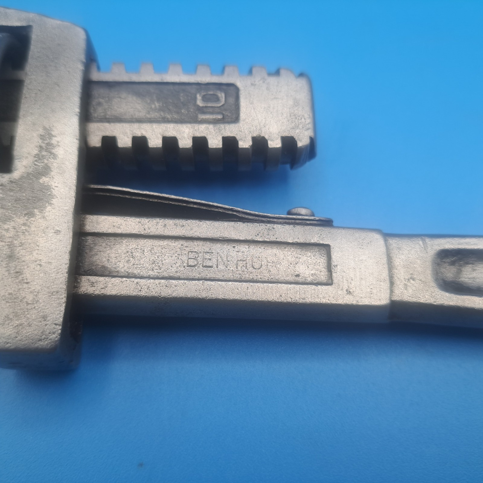 Vintage Ben Hur 10 Inch Pipe Wrench, 0 to 1 3/4" Jaw Opening
