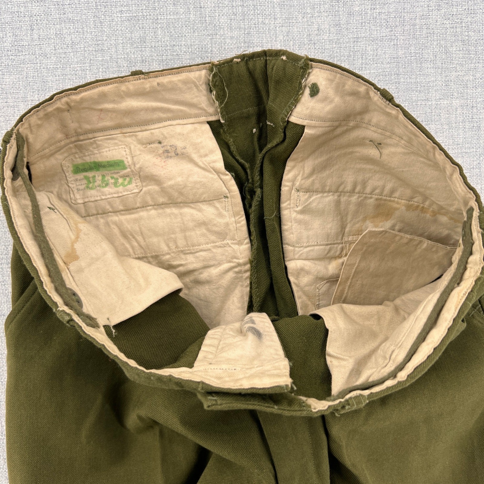 VTG 50s US Army M51 OG-108 Wool Field Trousers Men M Olive Military Workwear