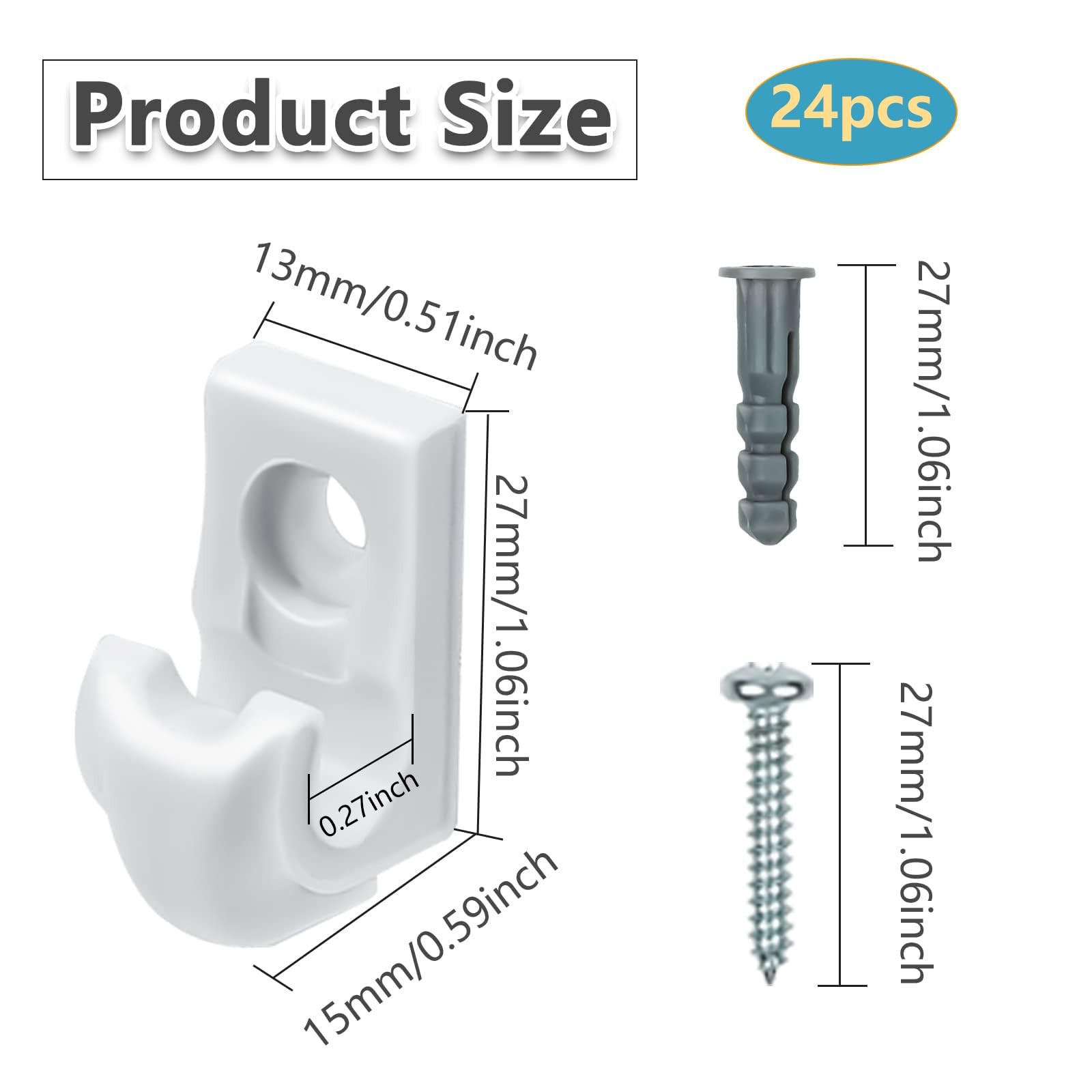 24-Pack Heavy Duty Wire Shelf Clips with Screws for Closet Shelving