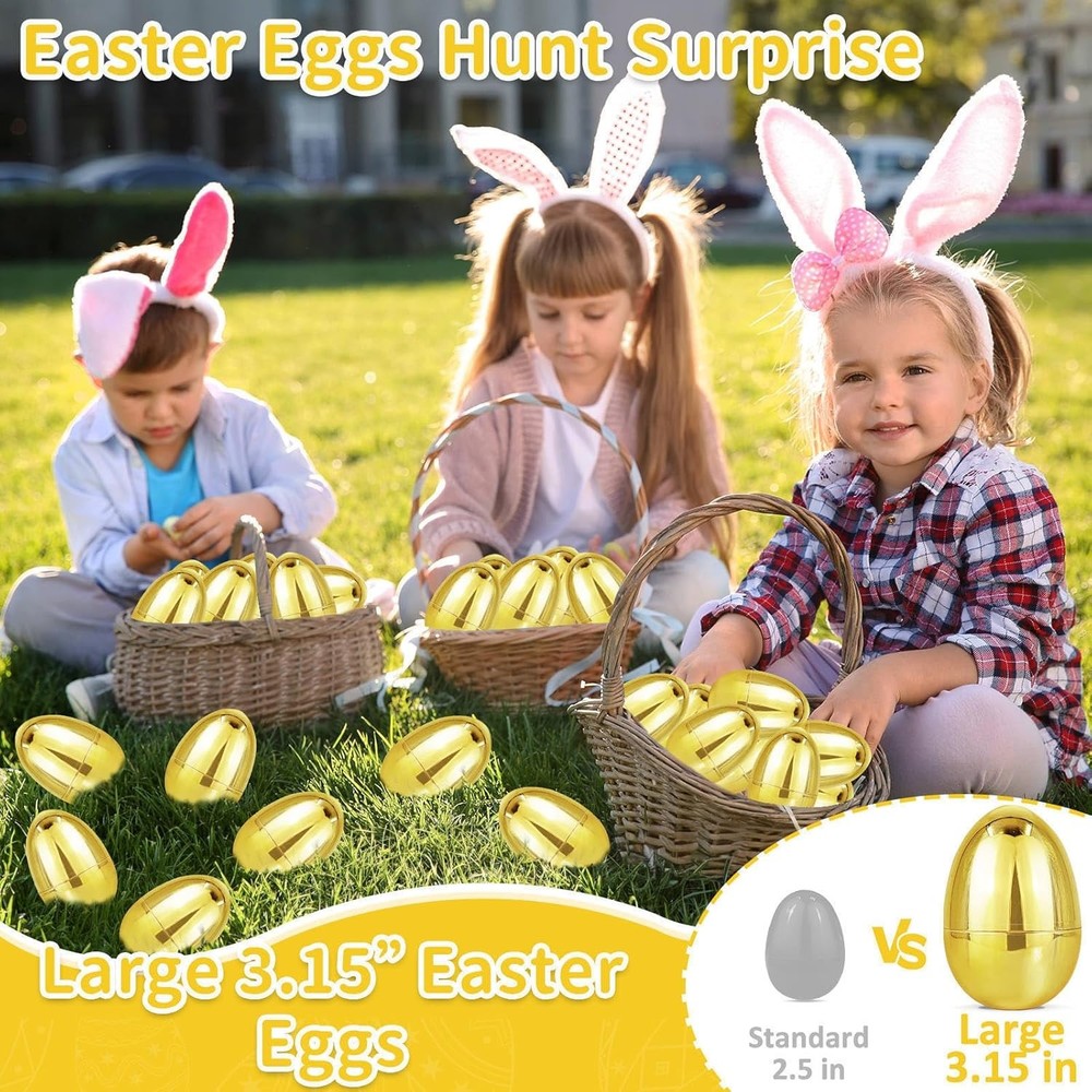 12 Pack 3.15" Large Golden Easter Eggs Empty UNOPENED/MOT DAMAGED