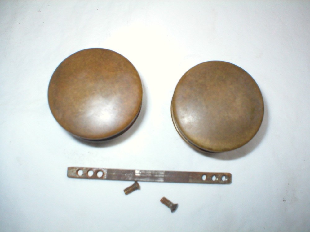 Antique Solid Brass Drum Style Doorknob Pair