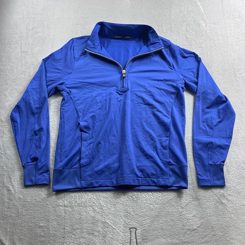 B. Draddy Mens Quarter Zip Pullover Royal Blue Performance Golf Jacket Size M