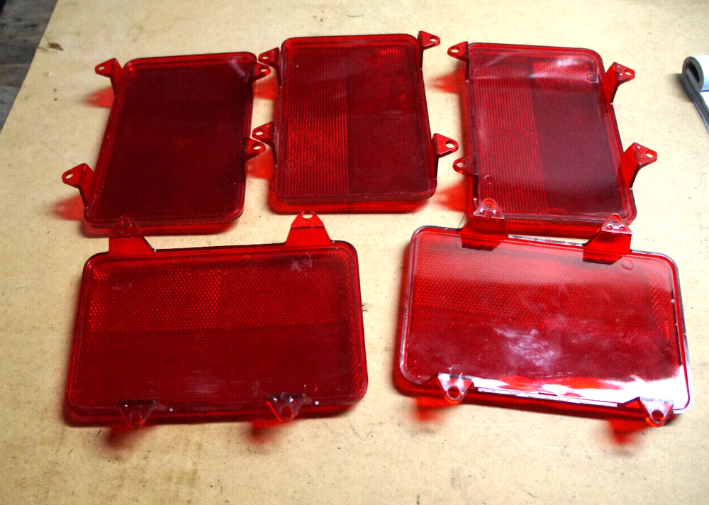 Pair (2): Tail Stop Light RED Lens - Rectangular 4-hole A76 GUIDE DOT 6.5" x 4"