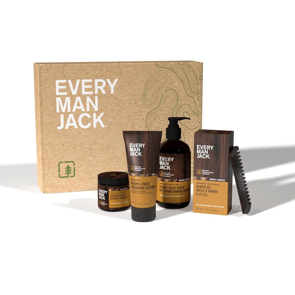 Every Man Jack Beard Essentials Gift Set for Men – Complete Routine with 5
