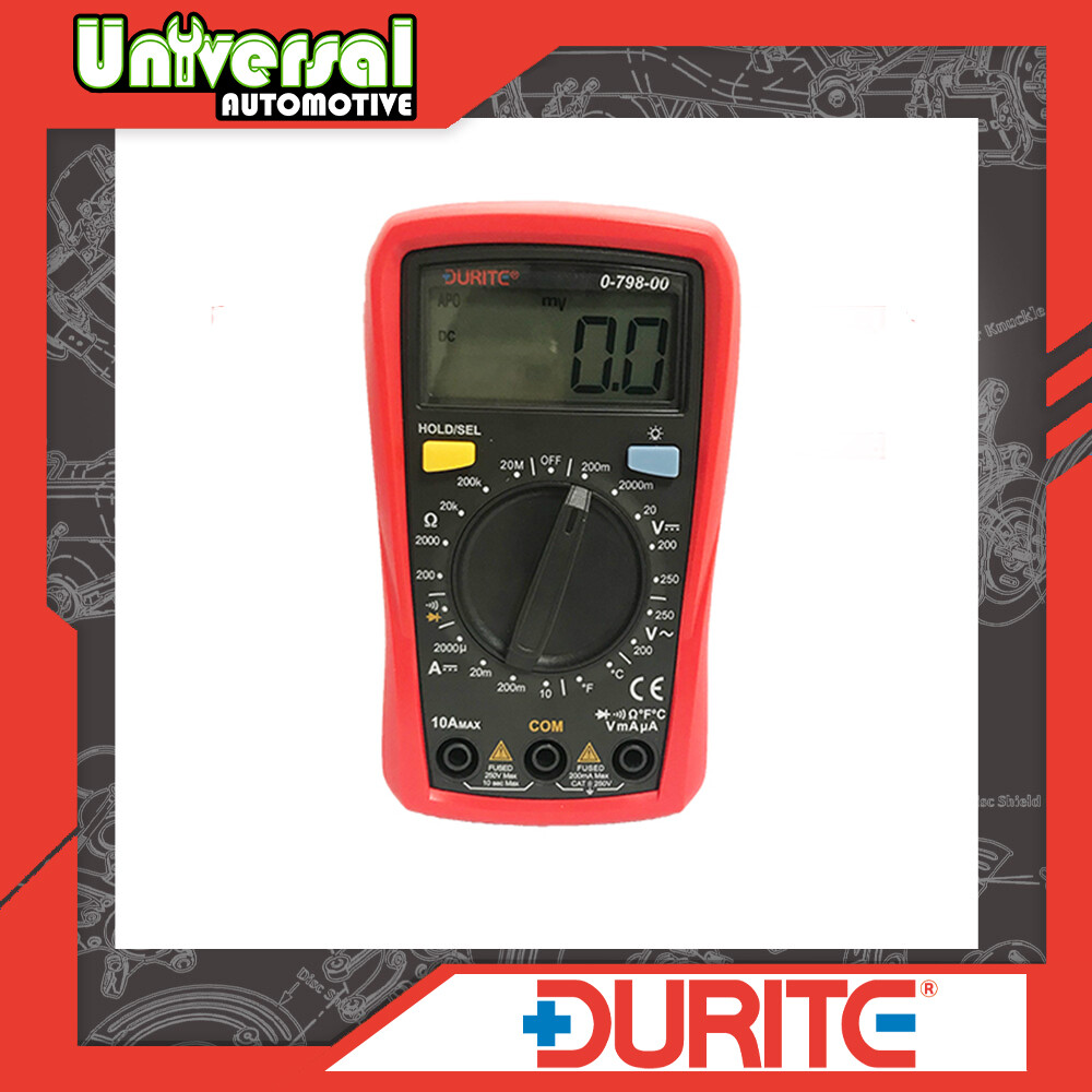 Durite 0-798-00 Hand-Held Digital Multimeter with Temperature