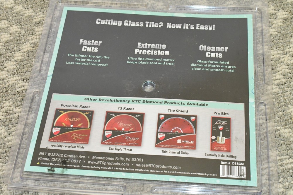 RTC Glass Master 8" Diamond Blade - NEW / SEALED