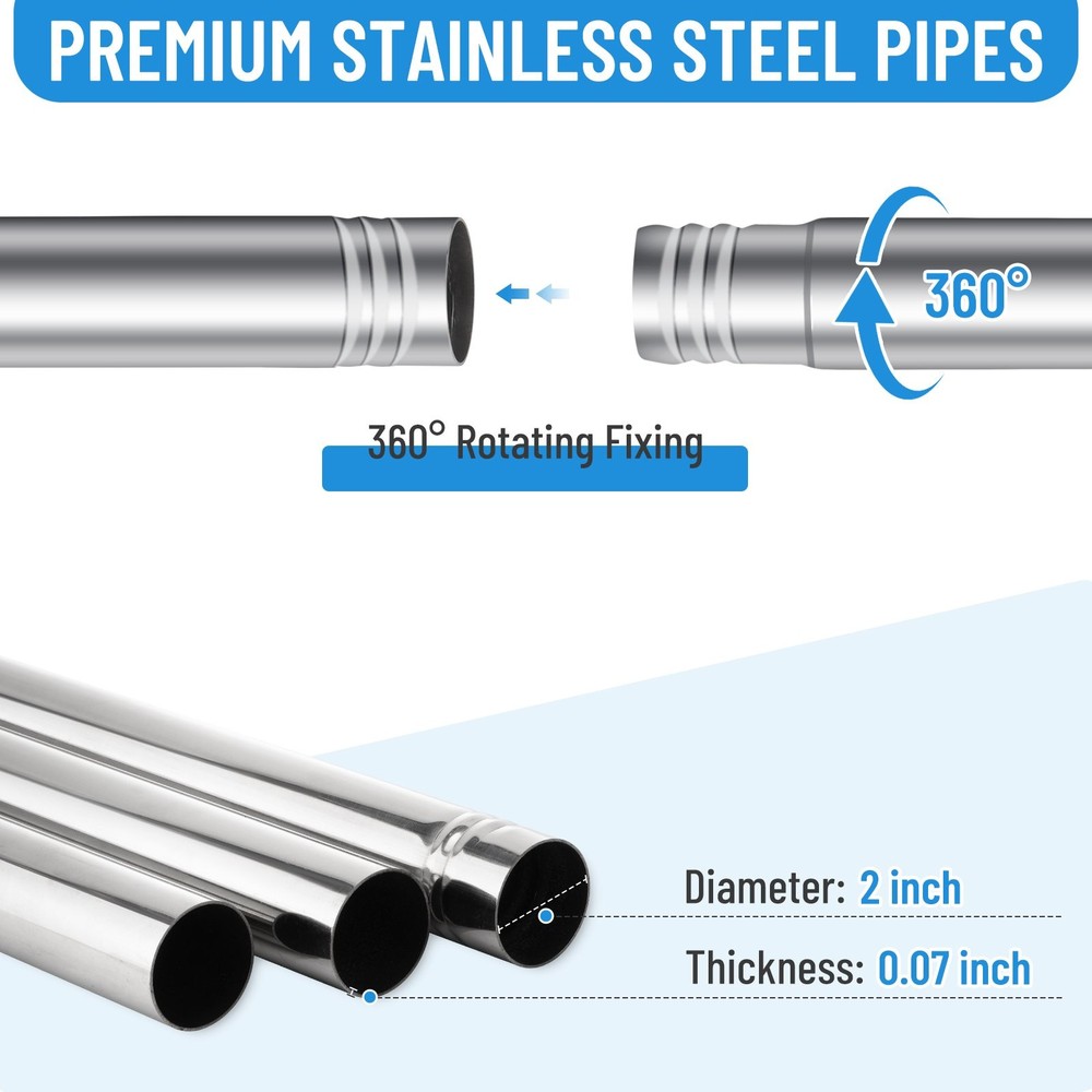 RV Ladder Pole Mount Kit,10ft Adjustable Stainless Steels Bracket with Hardware