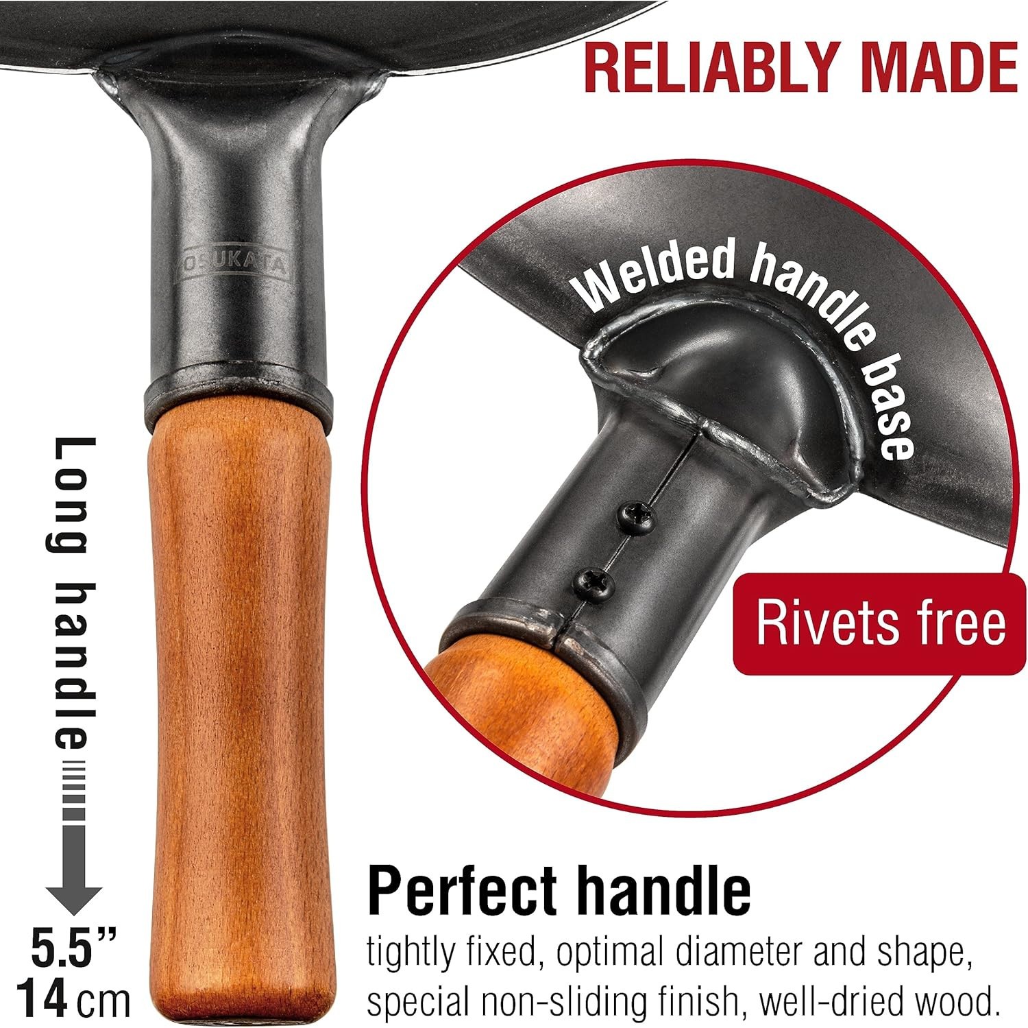 Yosukata 13.5" Carbon Steel Wok Pan - Flat Bottom - Excellent Condition