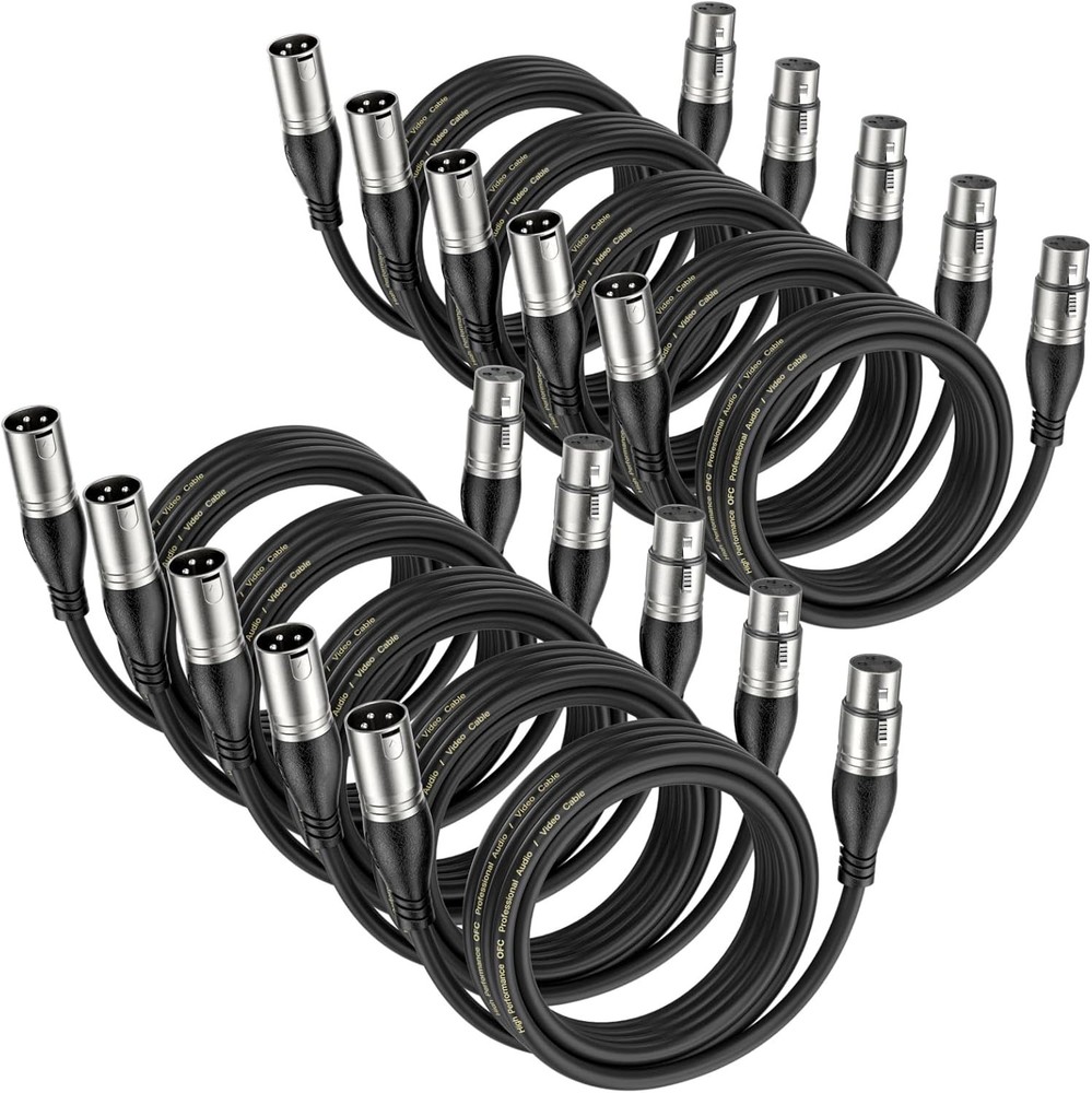 2ft XLR Cables (10 Pack) - Professional Balanced Mic Cables with Durable Design