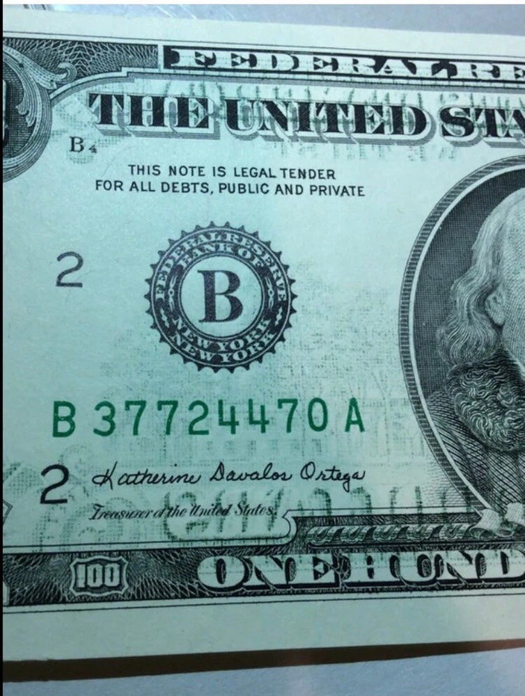 1988 $100 Rare Major Offset Printing Error- Full Back Design on Front- BEP Note