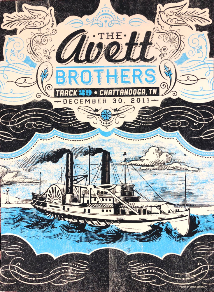 The Avett Brothers Status Serigraph Poster Dec 30th 2011 Chattanooga