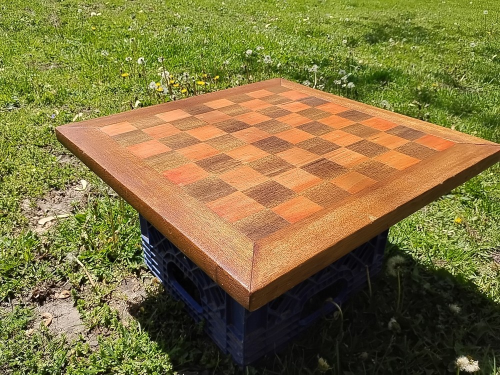Large 19" Antique Handmade Solid Oak Chess Board