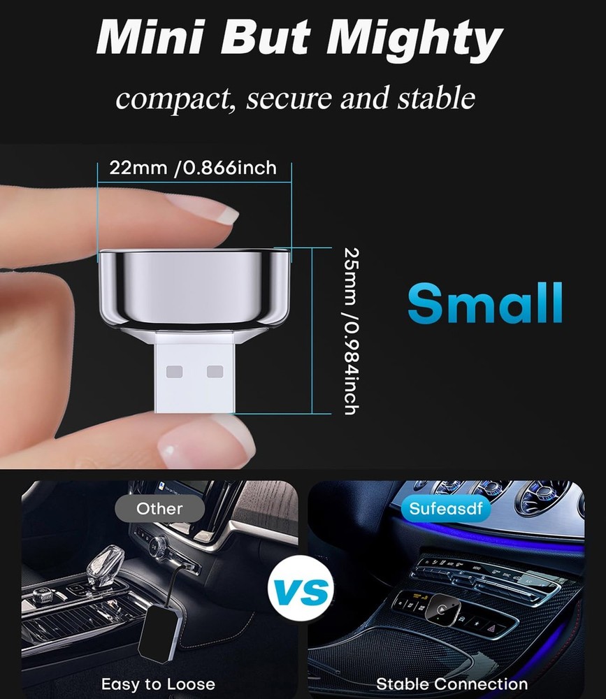 2025 Upgraded Wireless CarPlay Adapter& Android Auto Adapter, Mini&Stable Car...