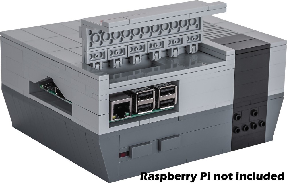 NES Lego-Compatible Raspberry Pi Case (307 Bricks) + 2 Controllers