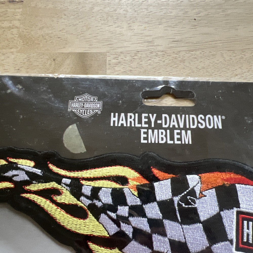 Authentic Vintage Harley-Davidson Bar Shield Checkered Flag Emblem Patch XL