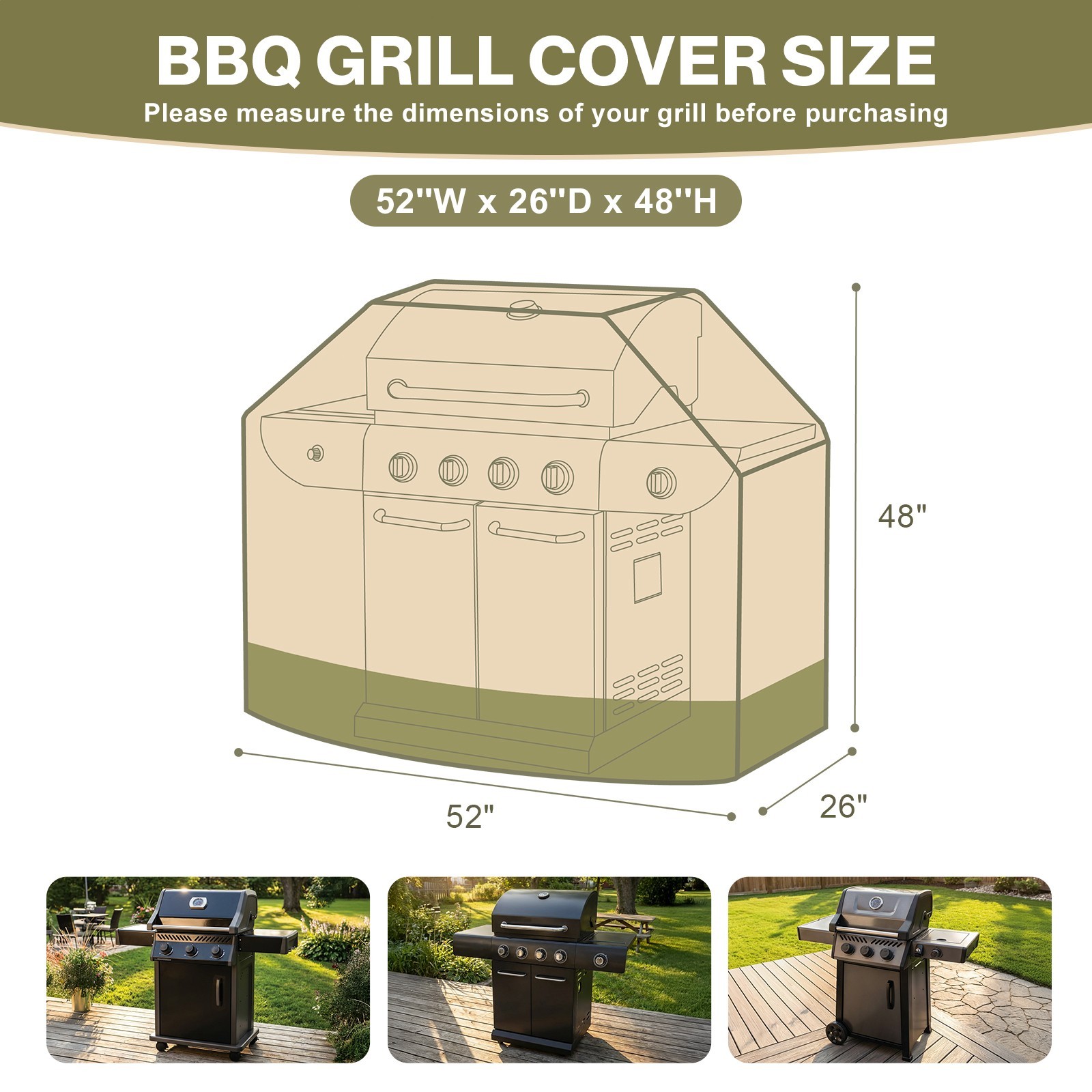 Outdoor BBQ Burners Gas Grill Cover 600D Waterproof Oxford Barbecue Grill Cover
