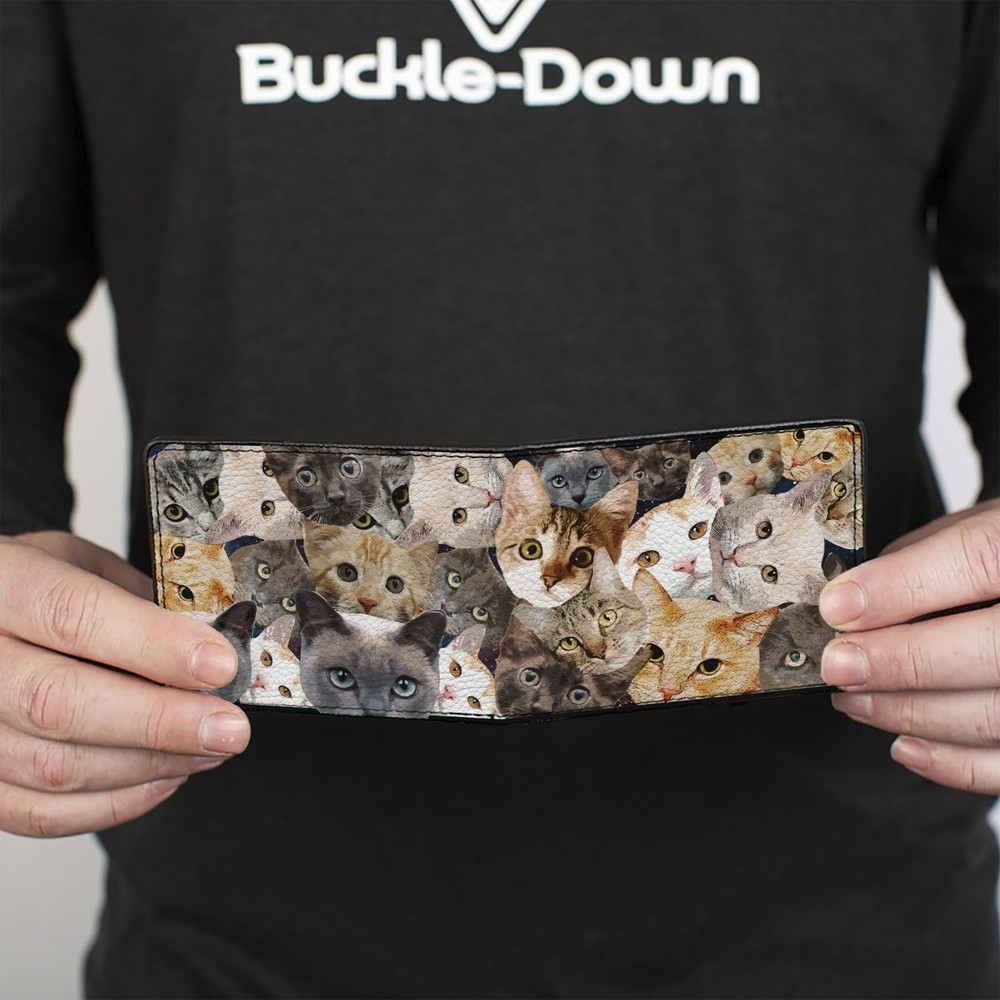 Bi-Fold Wallet Cat Faces Stacked