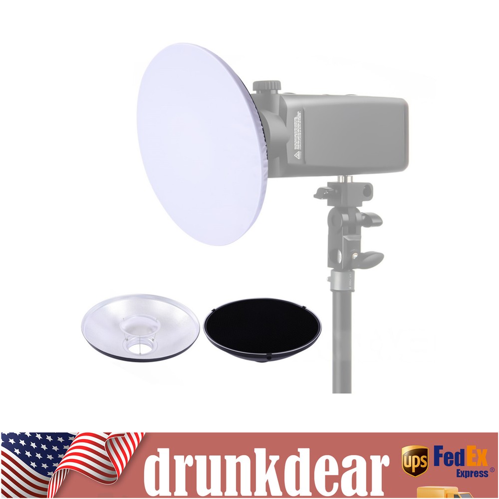 Studio Reflector 16" Beauty Dish Standard Bowens Mount Flash Head Strobe Mount|