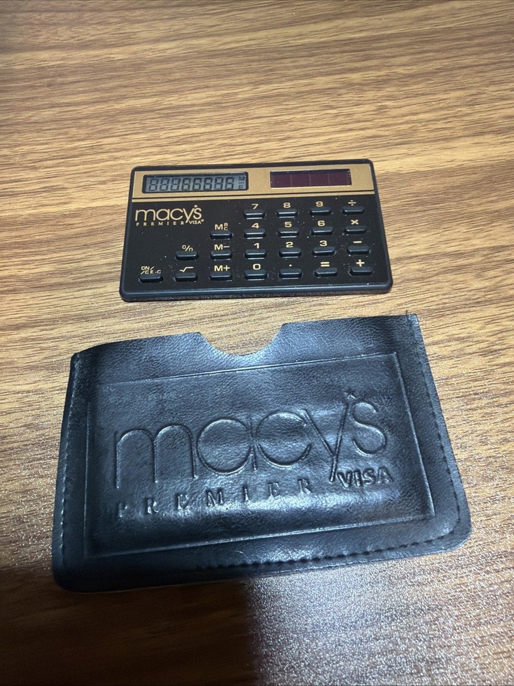 Vintage Macy's Premier Visa Solar Calculator with Case (Working)