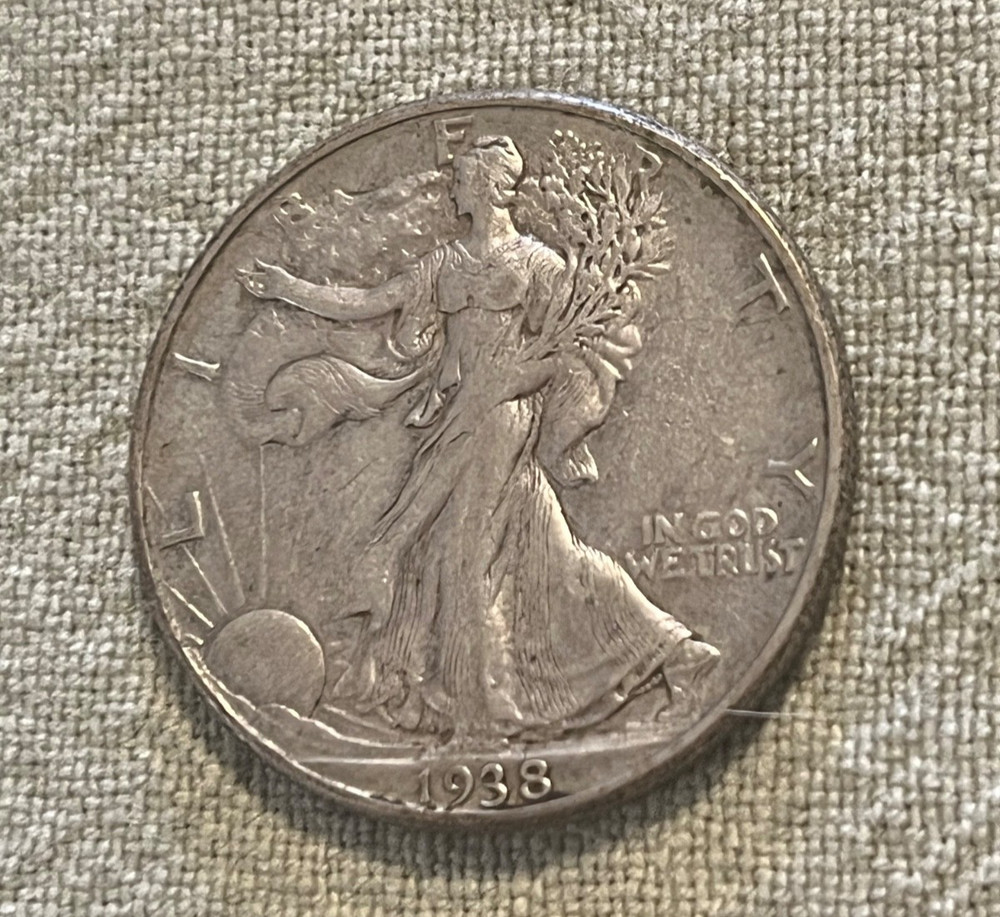 1938-d Walking Liberty half dollar , nice EF , scarce date & grade