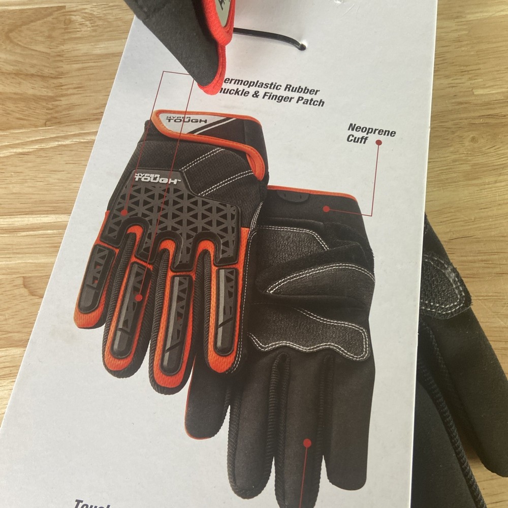 Hyper Tough Shock Impact Multi Purpose Work Glove LG. Touchscreen Compatible