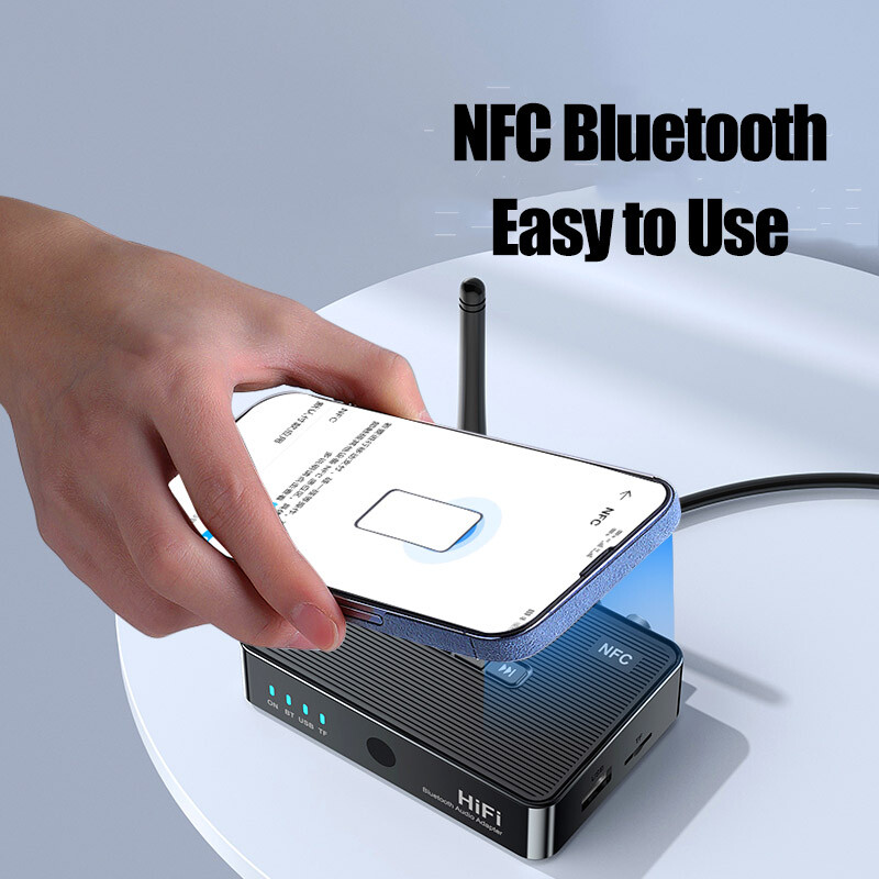 Bluetooth 5.1 Receiver NFC Wireless RCA to 3.5mm 6.5mm Aux Audio Stereo Adapter